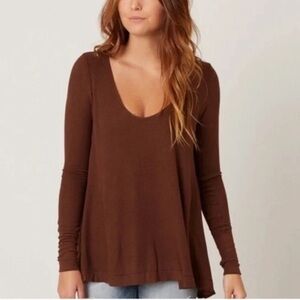 Free People We the Free Malibu Thermal Long Sleeve Women’s Size Small Cotton